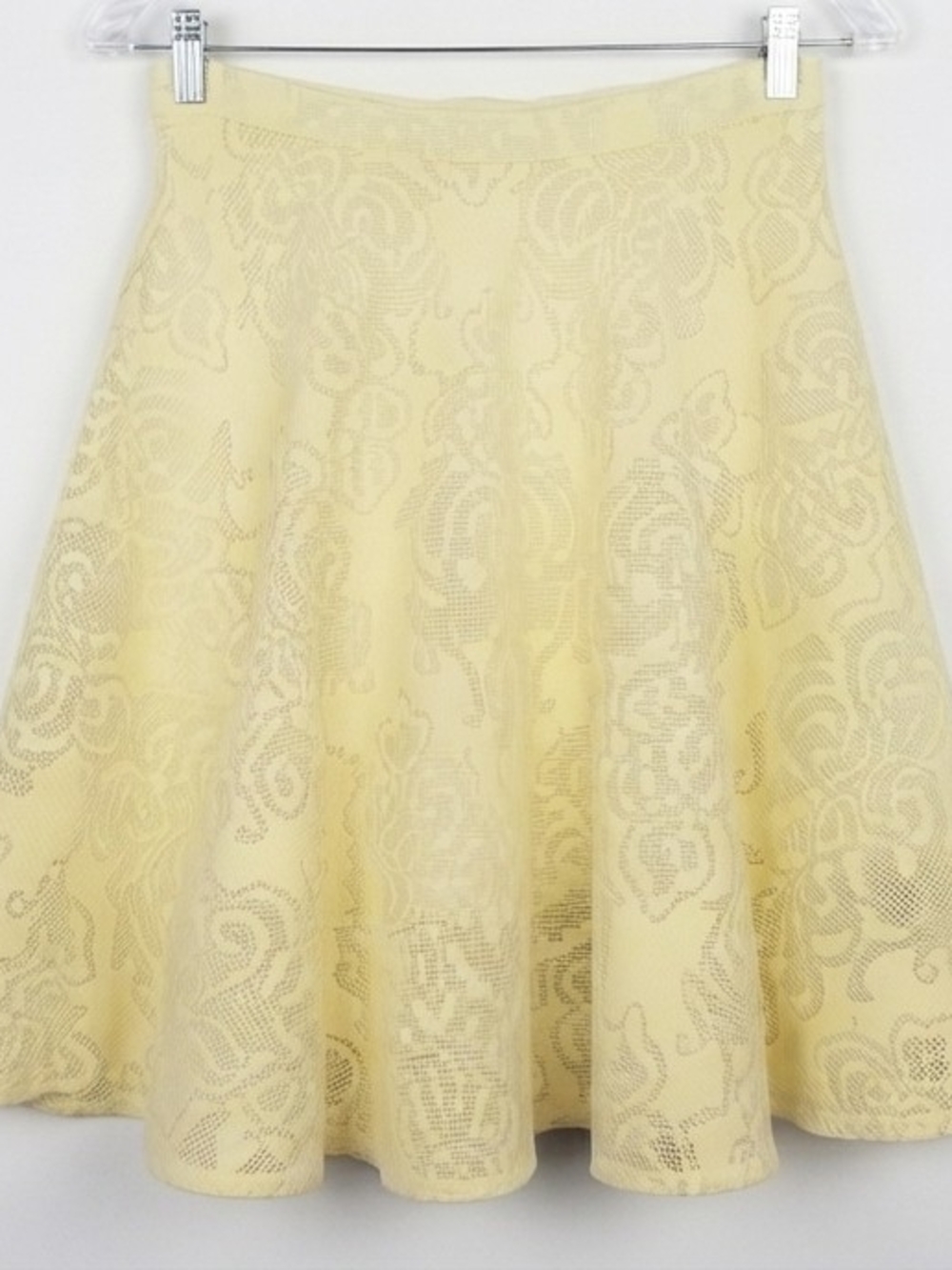 Jenn Pale Yellow Lace Skater Skirt - Size S